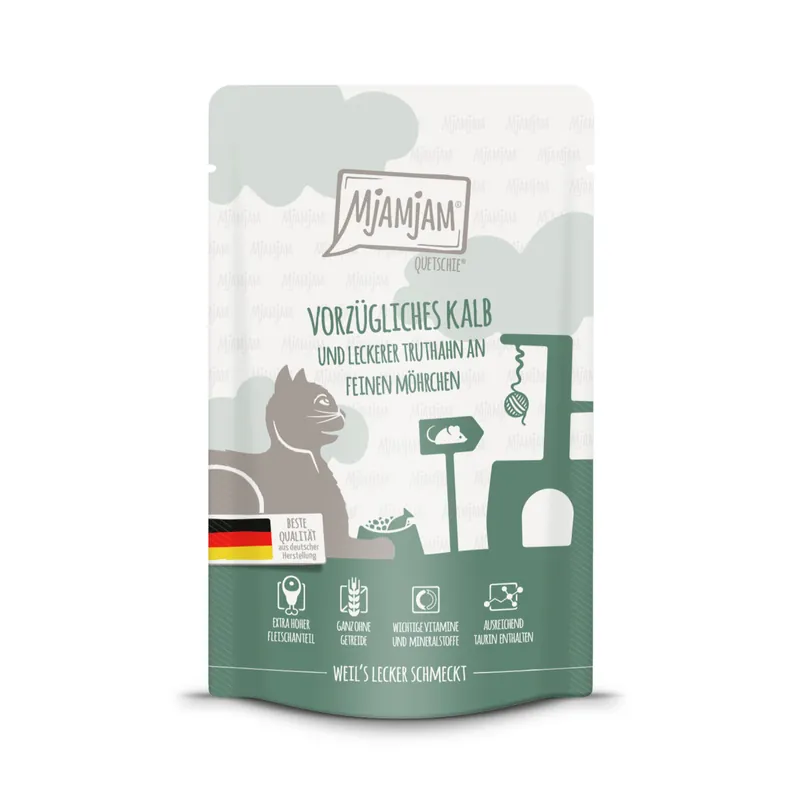 MJAMJAM Pouchbeutel Kalb/Truthahn/Möhrchen 125 g Expressversand